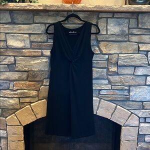 Like NEW Eddie Bauer Black Twist Front Midi Dress -Size M.